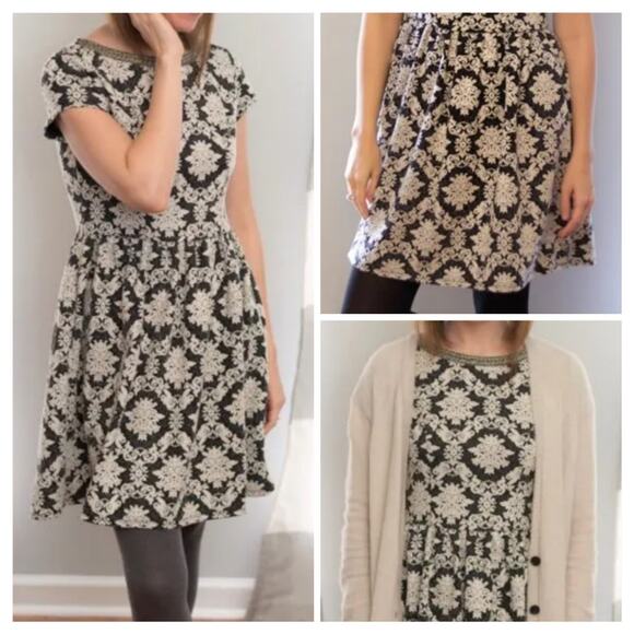 Xhilaration NWT Black & White Jacquard Fit + Flare Keyhole Back Dress XXL - Picture 2 of 16